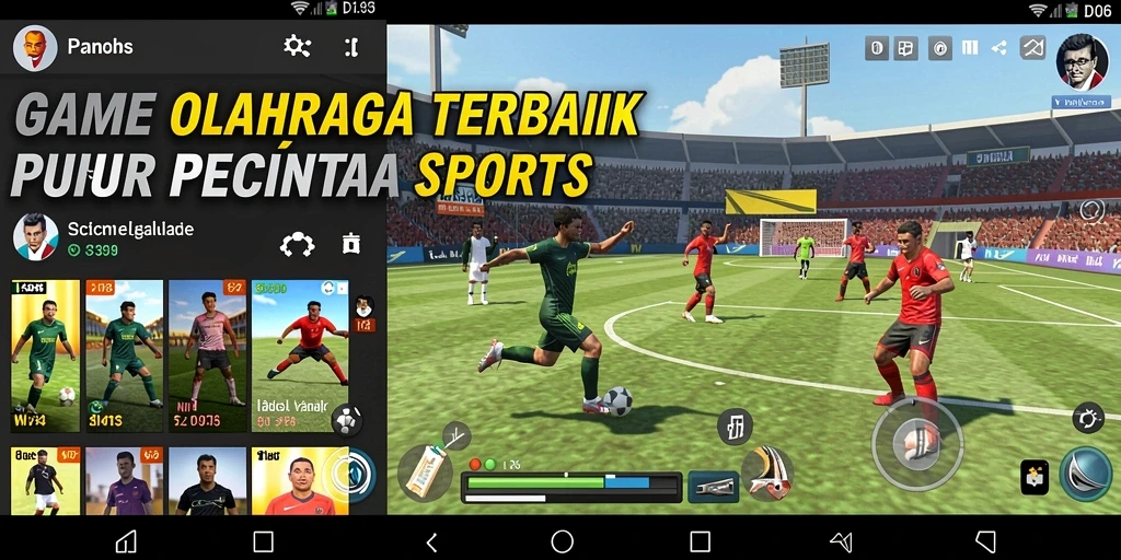 Screenshot D06 menampilkan aksi seru di lapangan olahraga.