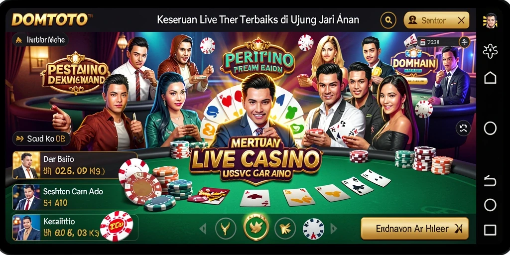 Screenshot DOMTOTO menampilkan dealer profesional dan permainan real-time.