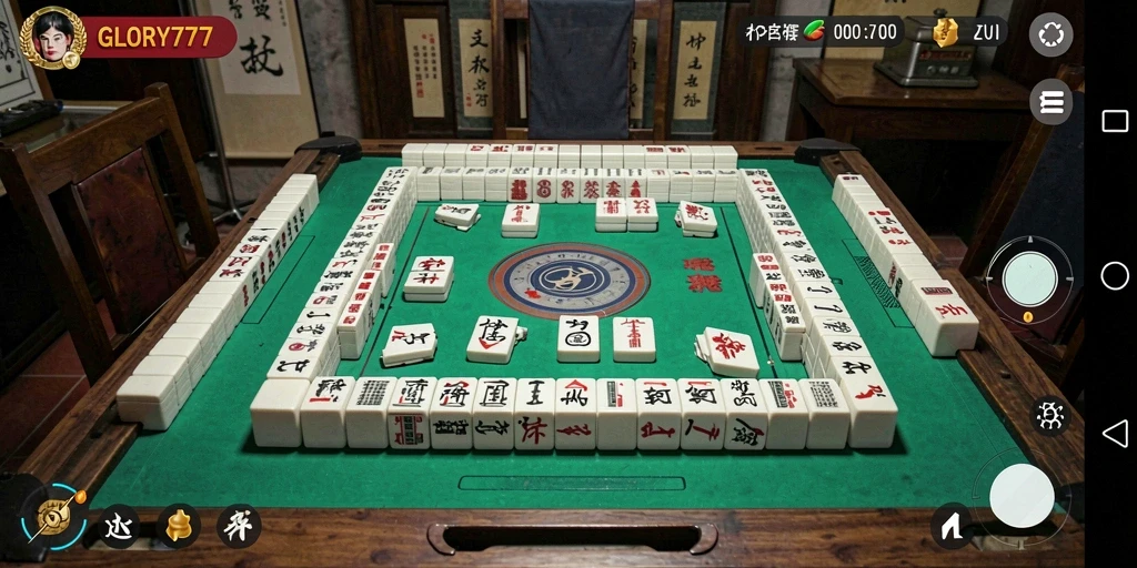 Screenshot menunjukkan gameplay seru Mahjong di GLORY777.