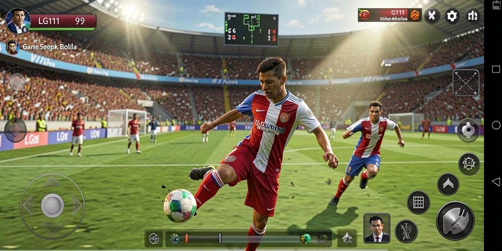 Tampilan gameplay yang menarik dalam LG111, dengan aksi pertandingan sepak bola yang seru.