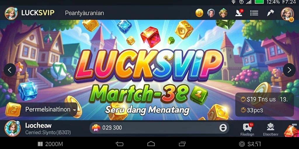 Tampilan gameplay menarik di LUCKSVIP dengan elemen Match-3 yang menyenangkan.