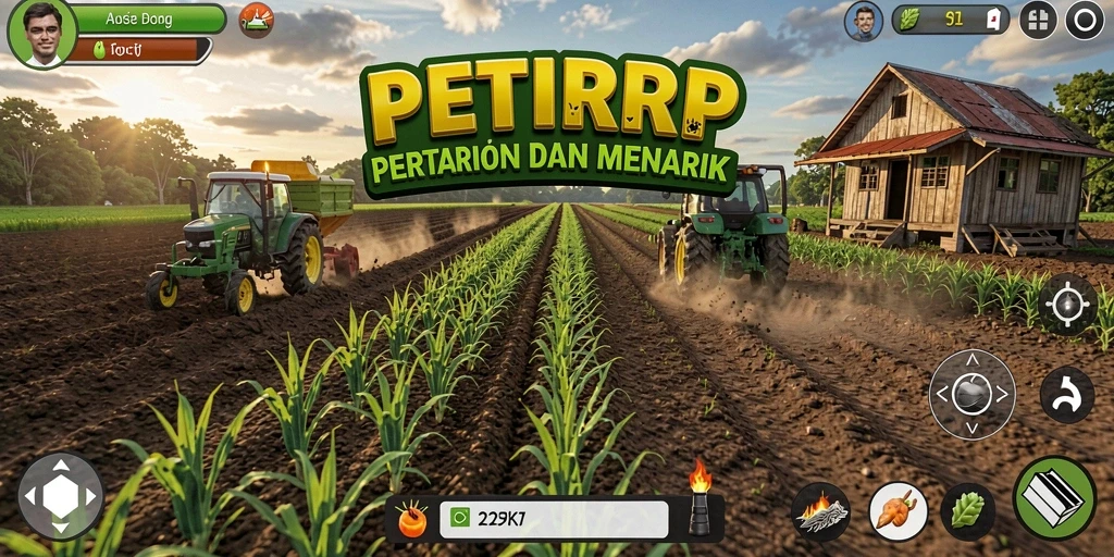 Screenshot gameplay PETIRRP dengan aktivitas bertani yang menyenangkan.