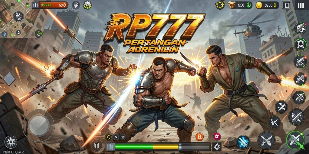 Tampilan gameplay RP777 yang intens dan penuh aksi pertarungan.