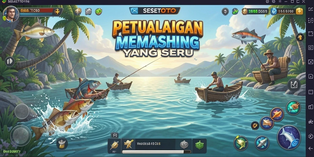 Tampilan gameplay SESETOTO yang seru dan mendebarkan saat memancing.